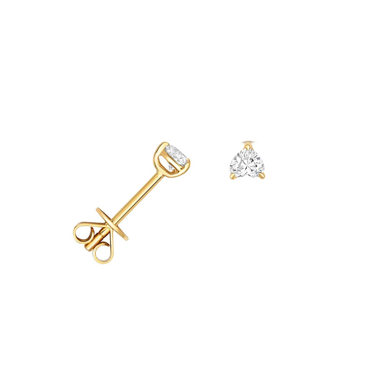 1 Natural Diamond Heart Stud Earrings 18ct Yellow Gold Hallmarked British Made