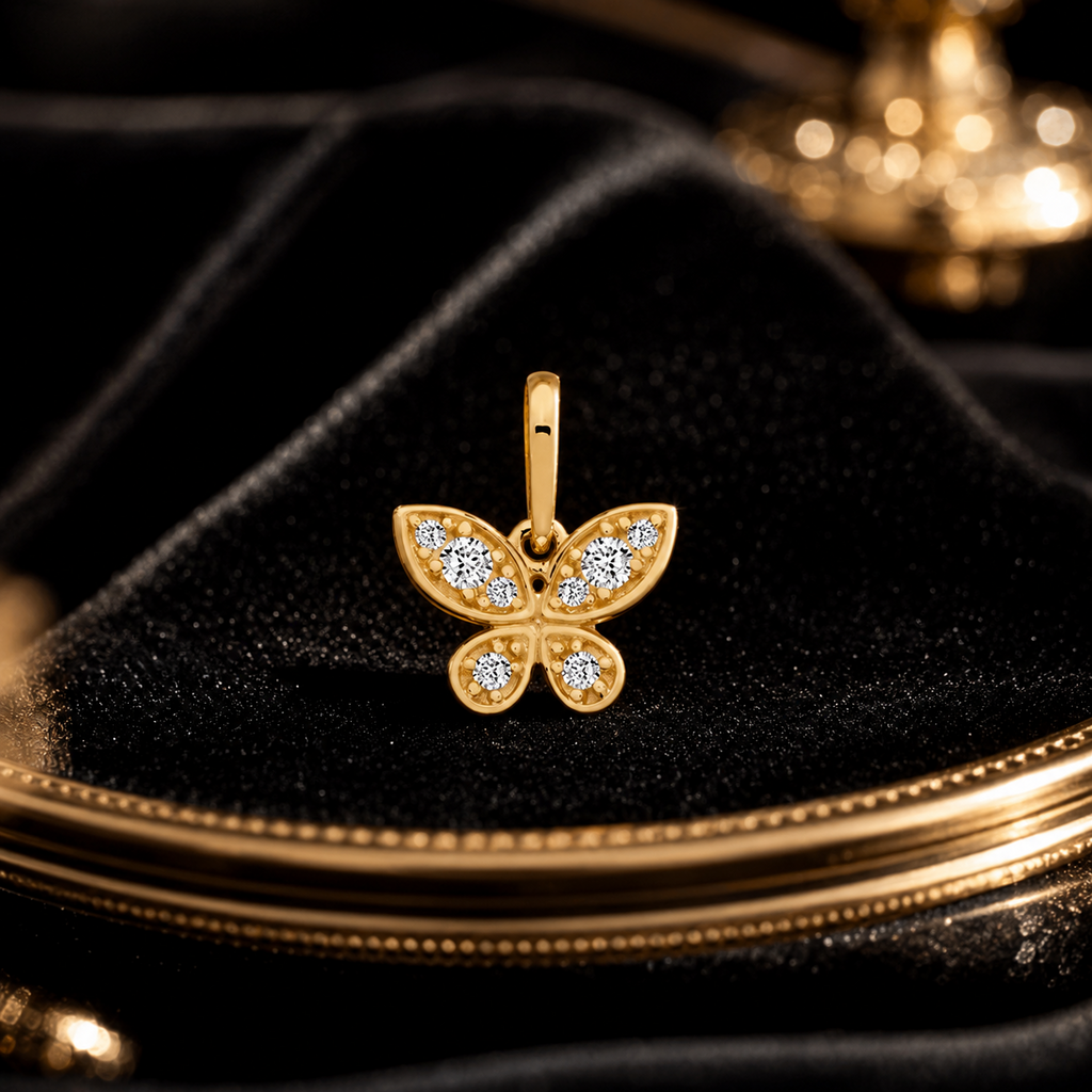 Butterfly 9ct Yellow Gold Pendant 375 Hallmarked British Made All Chain Lengths