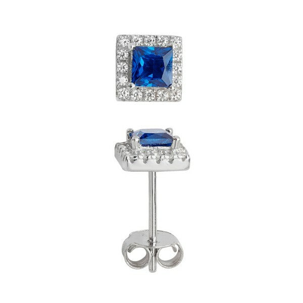 Sapphire Gemstone Earrings Solid Sterling Silver 925 Hallmark Brand New Boxed