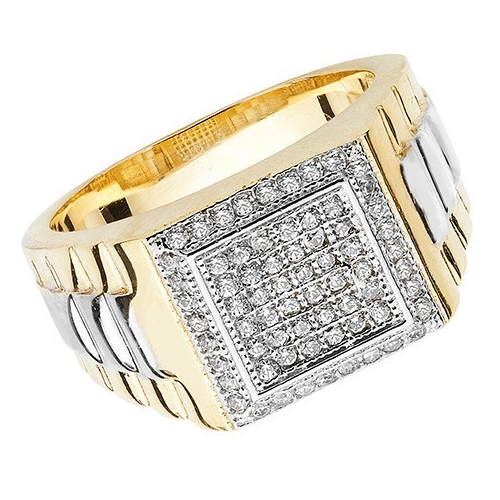 Men's Cluster Statement Ring 9ct Mixed Gold 375 Hallmarked British Made