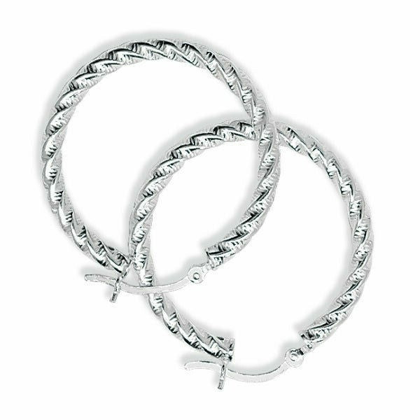 Sterling Silver Hoop Earrings 30mm 925 Hallmarked Creole Twist British Made