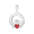 Garnet Claddagh Pendant Sterling Silver 925 Hallmarked All Chain Lengths