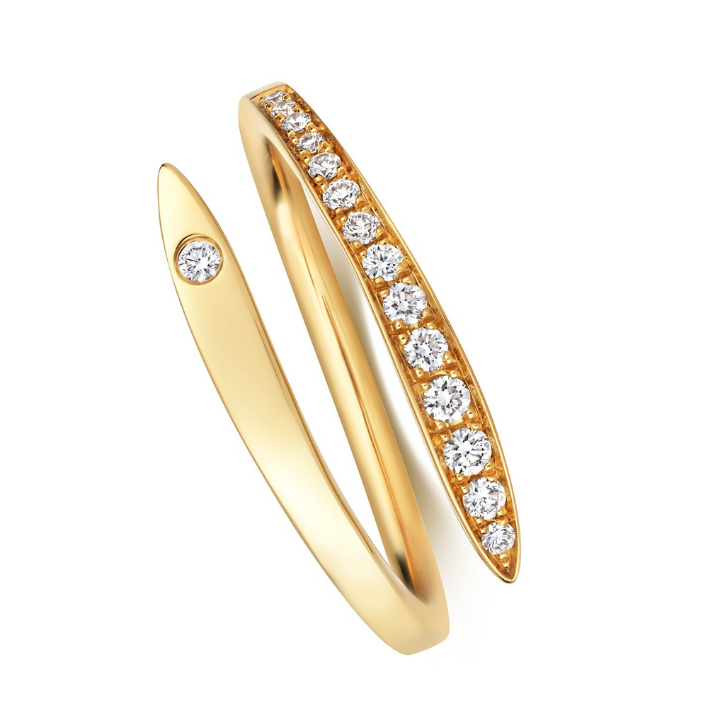 15 Natural Diamond Crossover Ring 18ct Yellow Gold Hallmarked Sizes J - Q