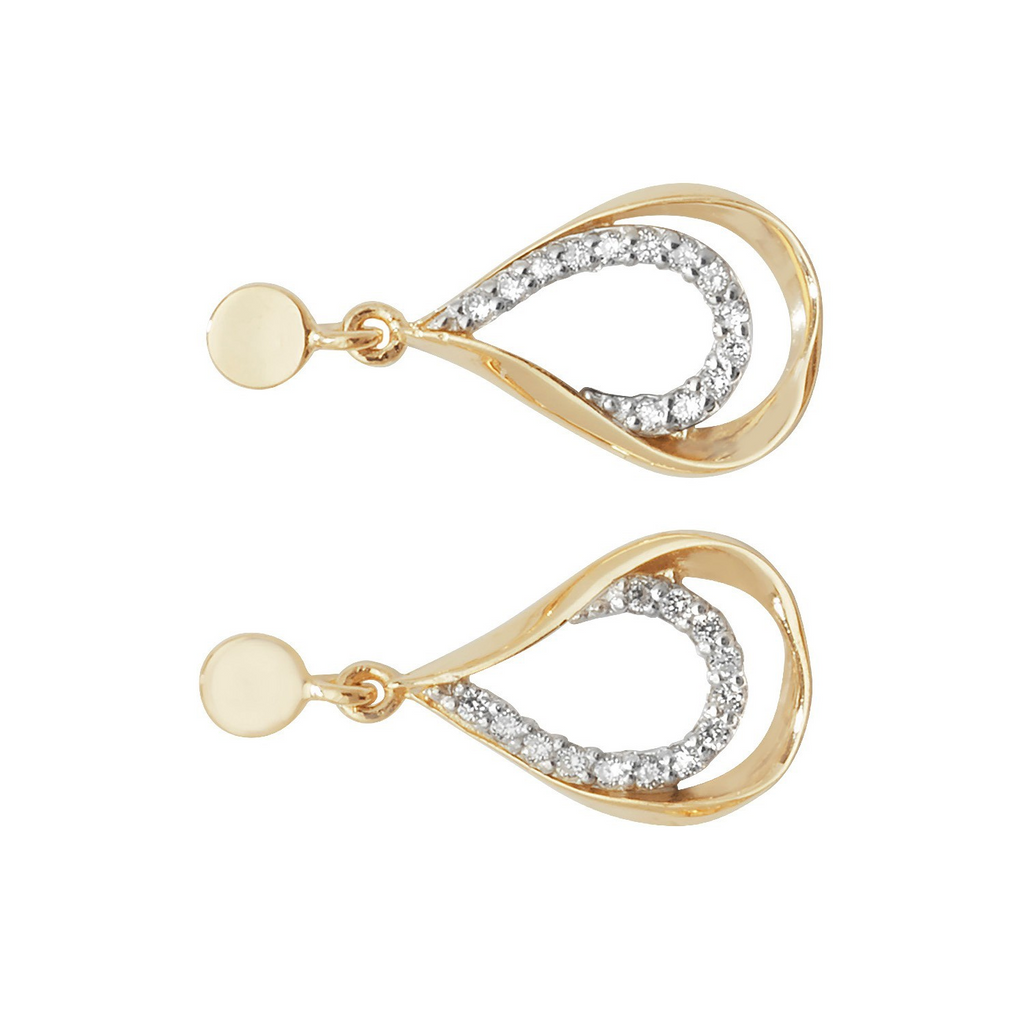 Channel Set Drop Earrings 9ct Yellow Gold 375 Hallmarked Brand New Boxed