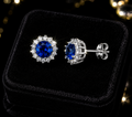 Natural Sapphire Earrings Solid Sterling Silver 925 Hallmarked Brand New Boxed