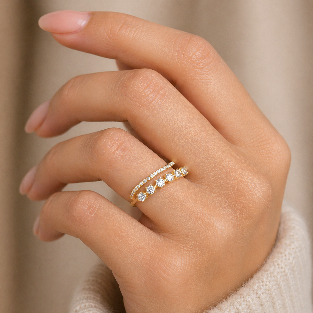 Wrap Ring 9ct Yellow Gold Channel Set Hallmarked Sizes J - S British Made