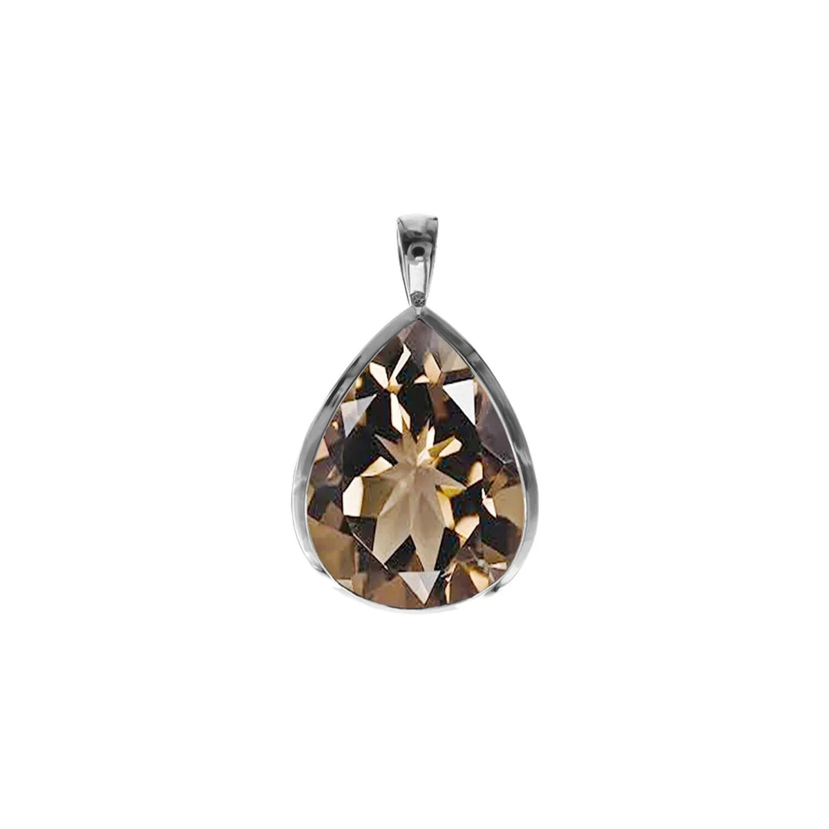 Teardrop Smoky Quartz Pendant Sterling Silver 925 Hallmarked All Chain Lengths