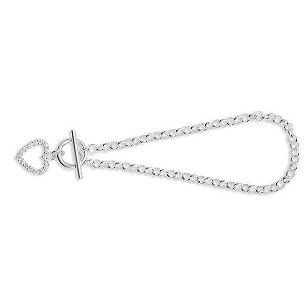 T Bar Heart Gemstone Bracelet Solid Sterling Silver Hallmark