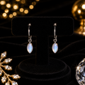 Marquise Moonstone Drop Hoop Earrings Sterling Silver 925 Hallmarked Brand New