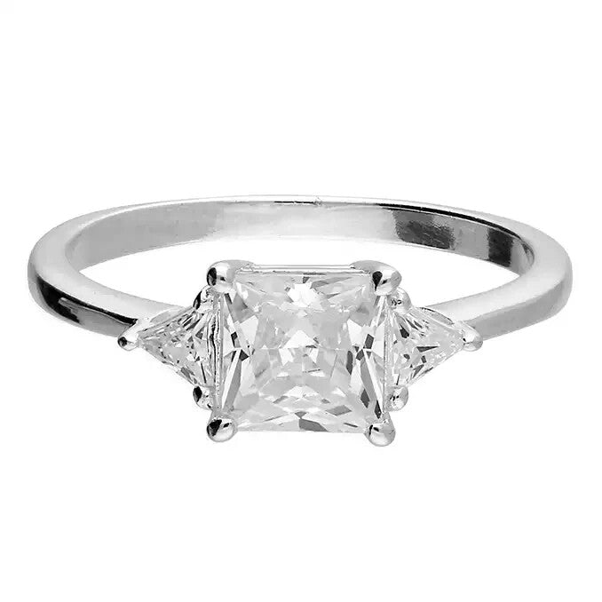 Cushion Cluster Ring Sterling Silver 925 Hallmark British Made Size L - Q