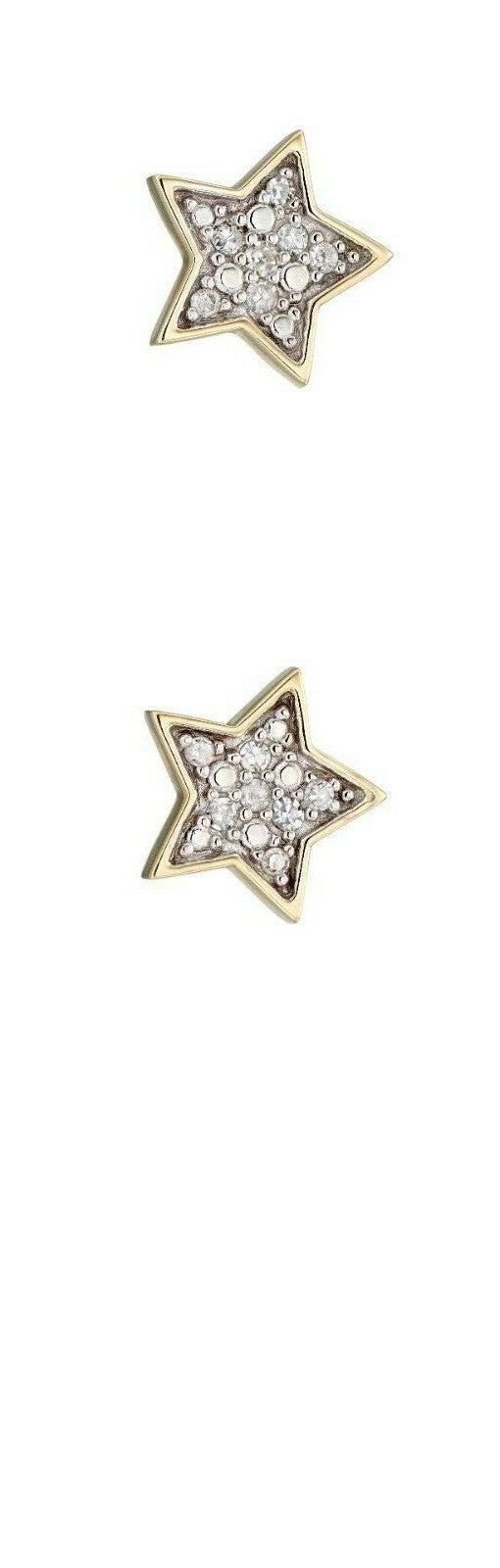 Diamond Star Stud Earrings 9ct Yellow Gold 375 Hallmarked British Made