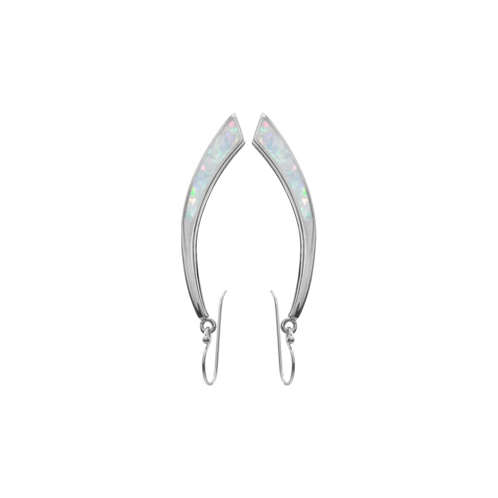Natural White Opal Teardrop Earrings Sterling Silver 925 Hallmarked British Made