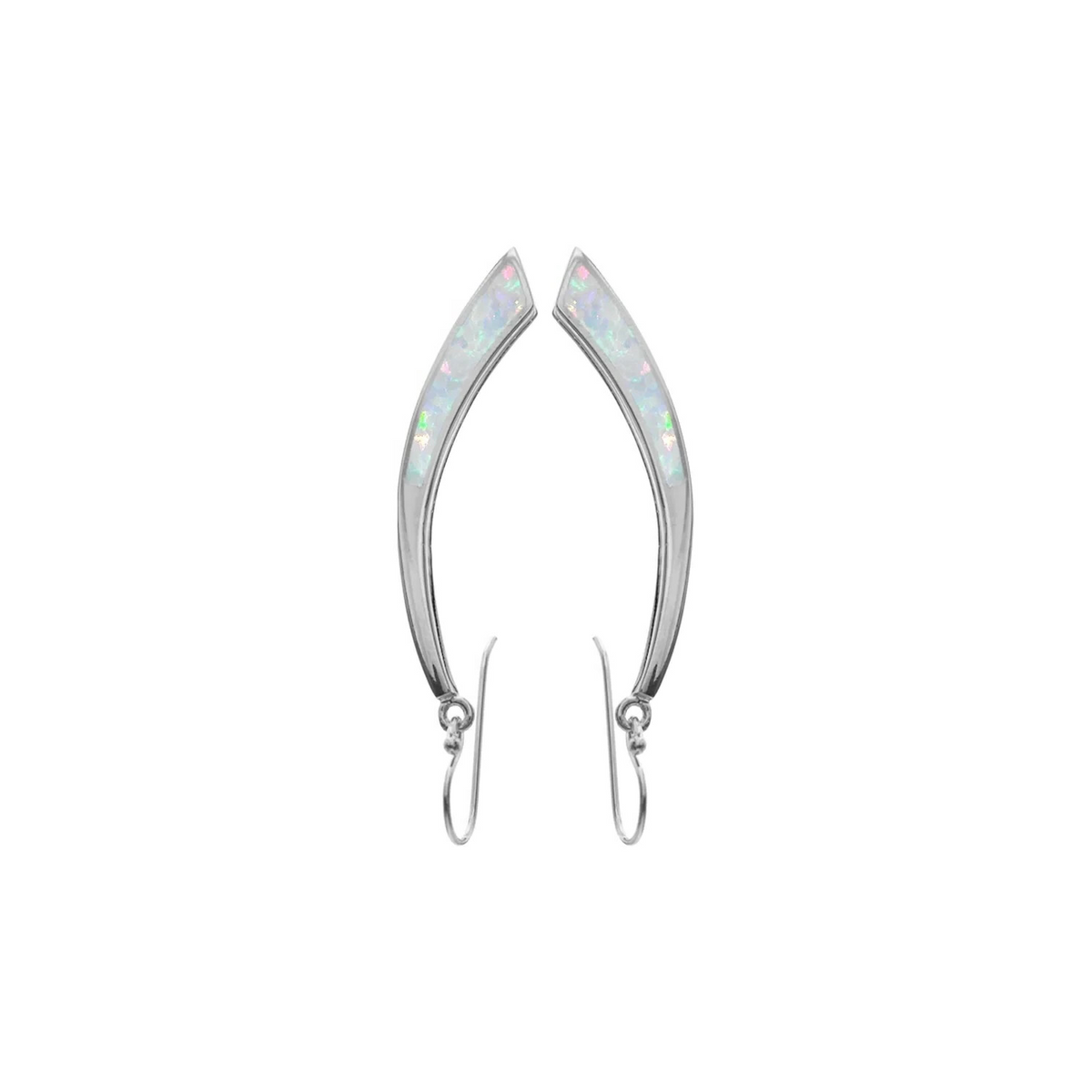 Natural White Opal Teardrop Earrings Sterling Silver 925 Hallmarked British Made