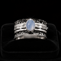 Triple Floral Chalcedony Spinner Ring Sterling Silver 925 Hallmarked Size K - T