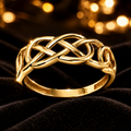 9ct Yellow Gold Celtic Pattern Ring Sizes L - Q  British Made Brand New