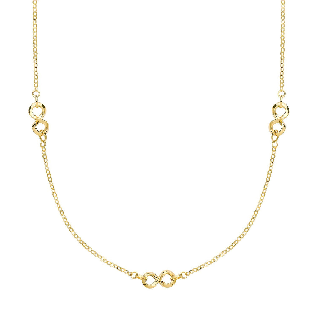 Infinity Necklace and Bracelet Set 9ct Yellow Gold 375 Hallmarked British Made