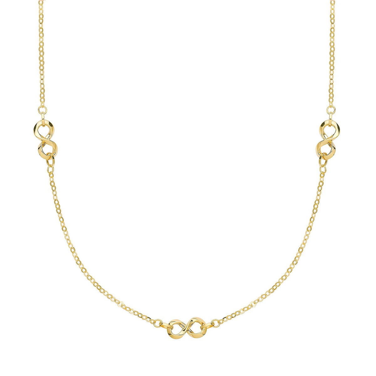Infinity Necklace and Bracelet Set 9ct Yellow Gold 375 Hallmarked British Made