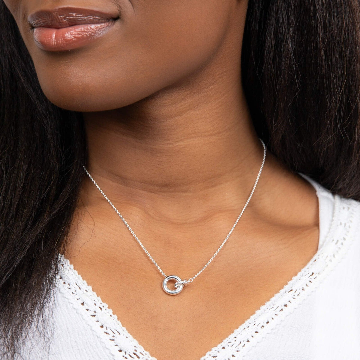 Linked Circle Necklace 925 Sterling Silver 925 Hallmarked British Made Brand New