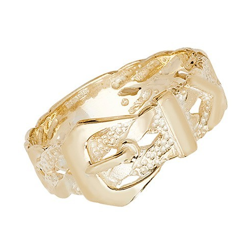 Mens Solid 9ct Yellow Gold Buckle Ring 375 Hallmarked British Made Size O - U