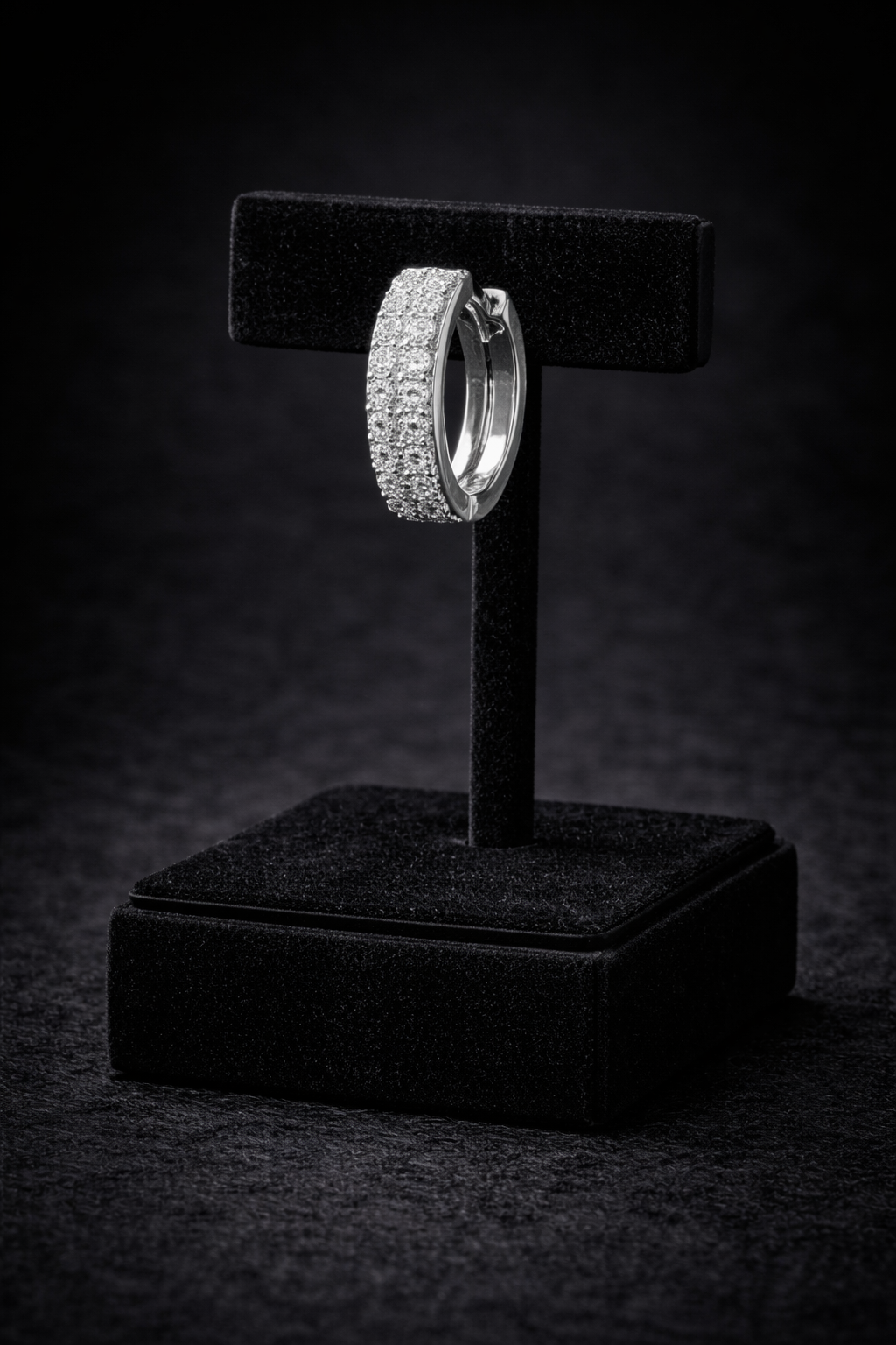 Mens Huggie Hoop Earring Cubic Zirconia Solid Sterling Silver Gents Hallmarked