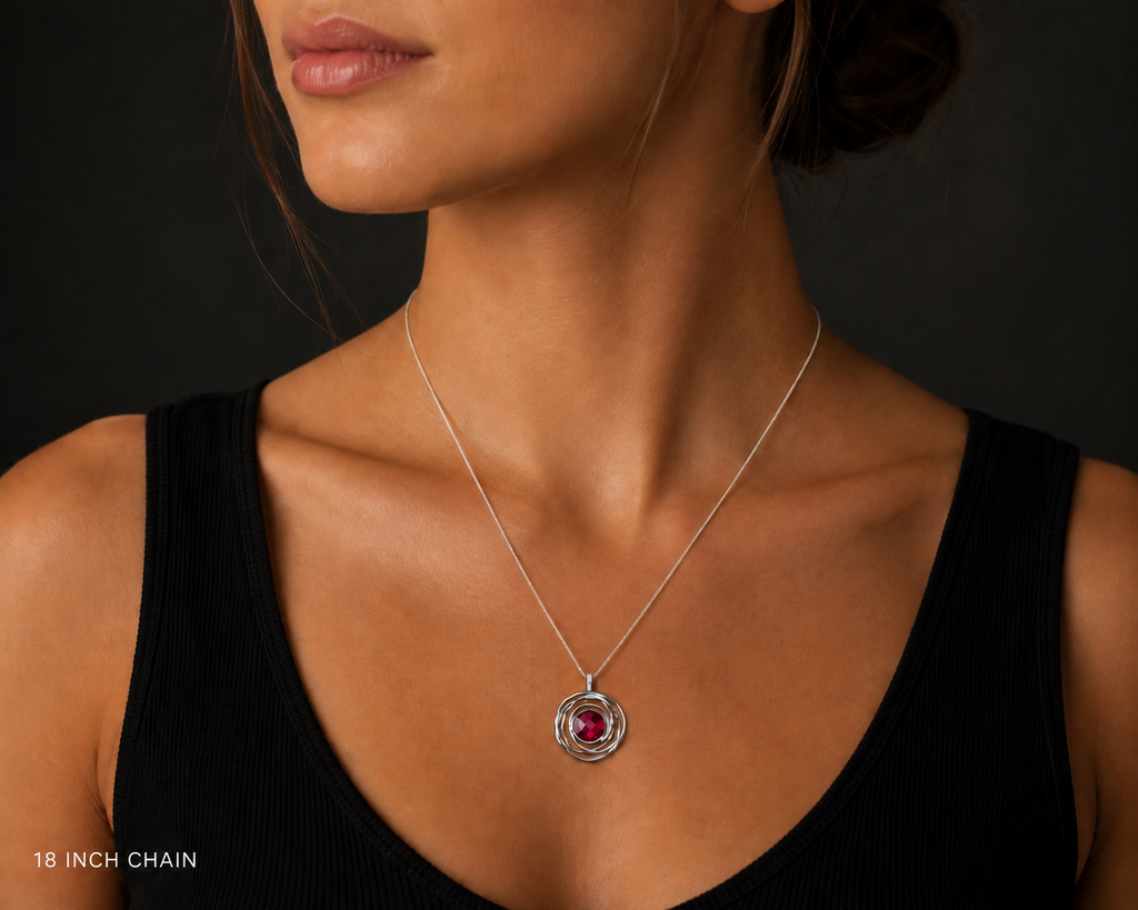 Spiderweb Ruby Pendant Sterling Silver 925 Hallmarked All Chain Lengths