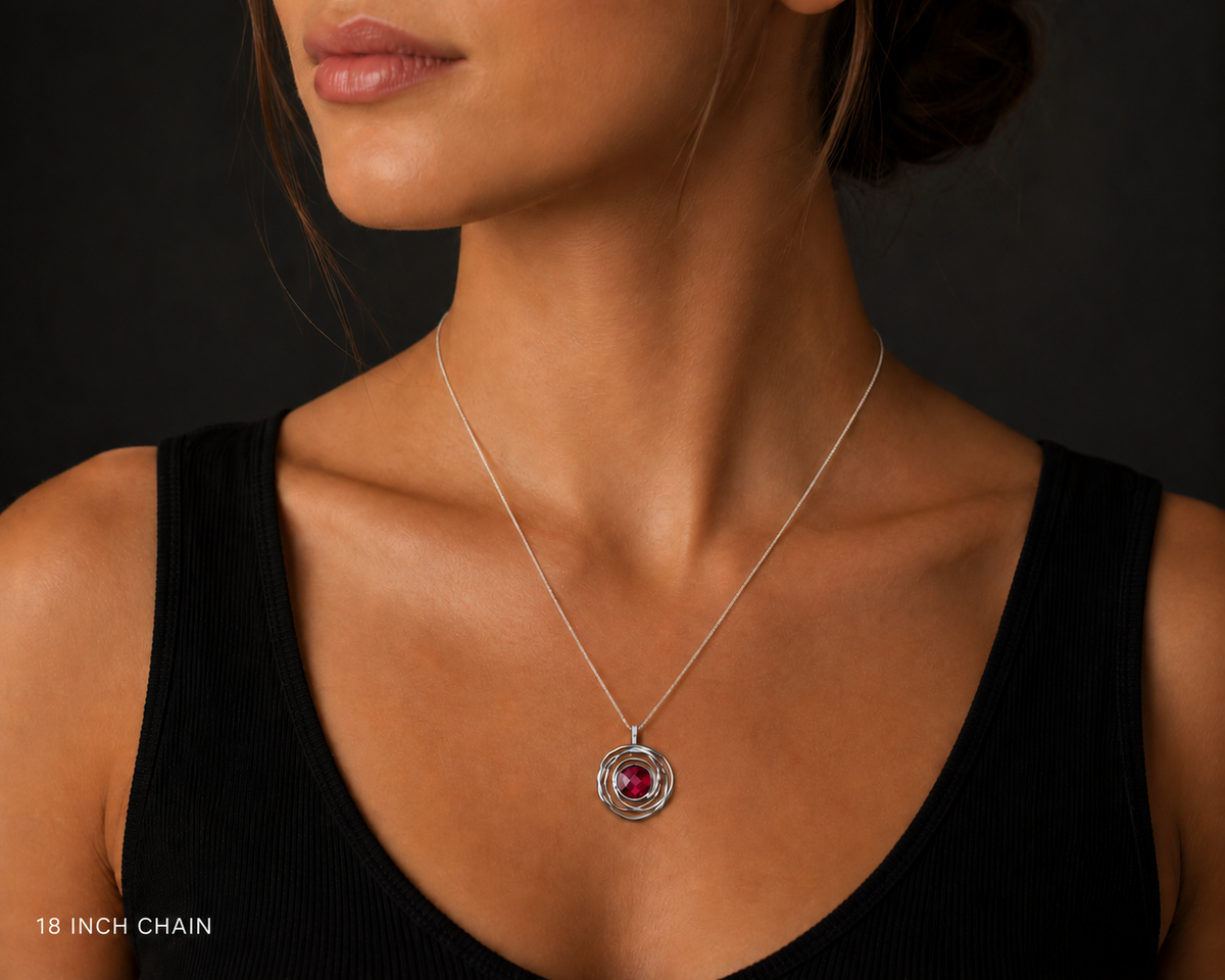 Spiderweb Ruby Pendant Sterling Silver 925 Hallmarked All Chain Lengths