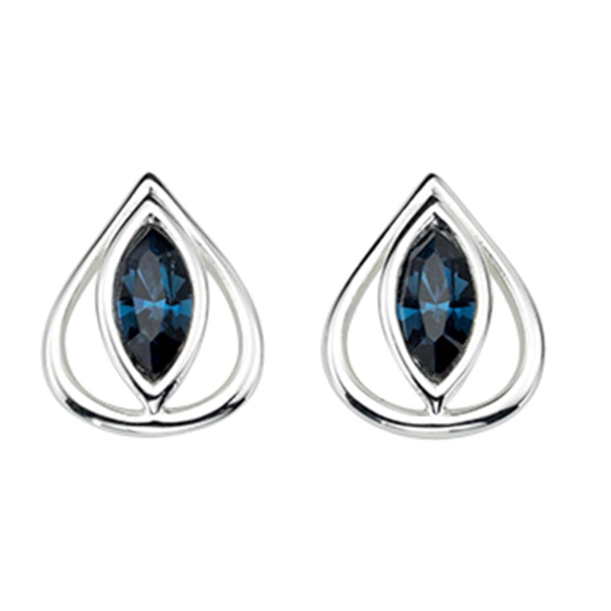 Blue Sapphire Teardrop Earrings Sterling Silver 925 Hallmarked Brand New Boxed