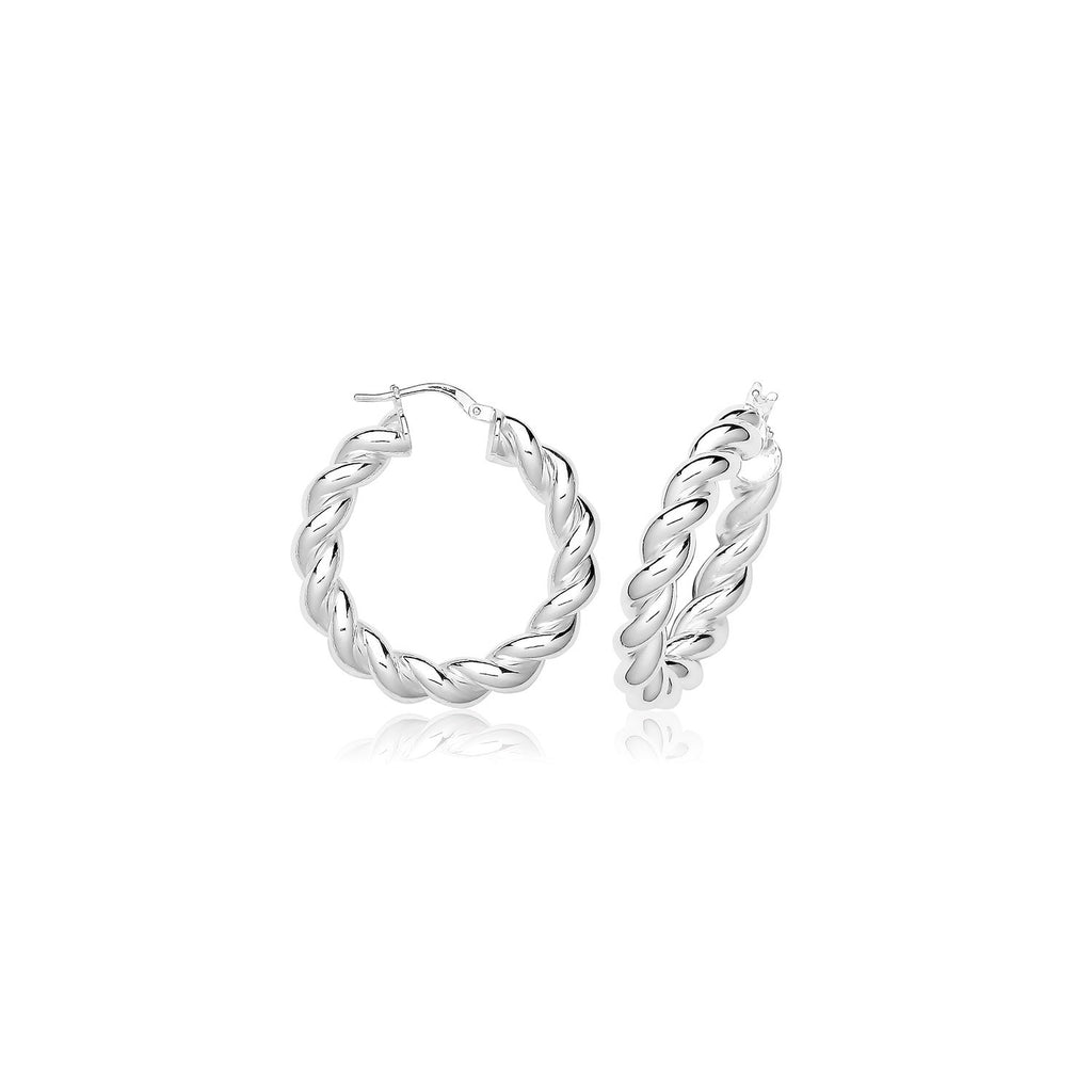 Hinged Twist Sterling Silver Hoops 925 Hallmarked 15mm - 50mm Diameter