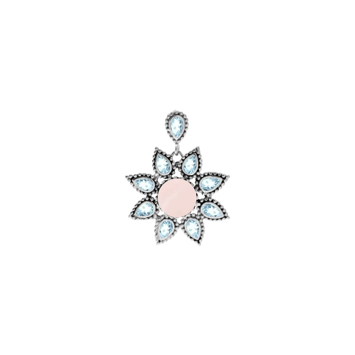 Floral Quartz & Topaz Pendant Sterling Silver 925 Hallmarked All Chain Lengths