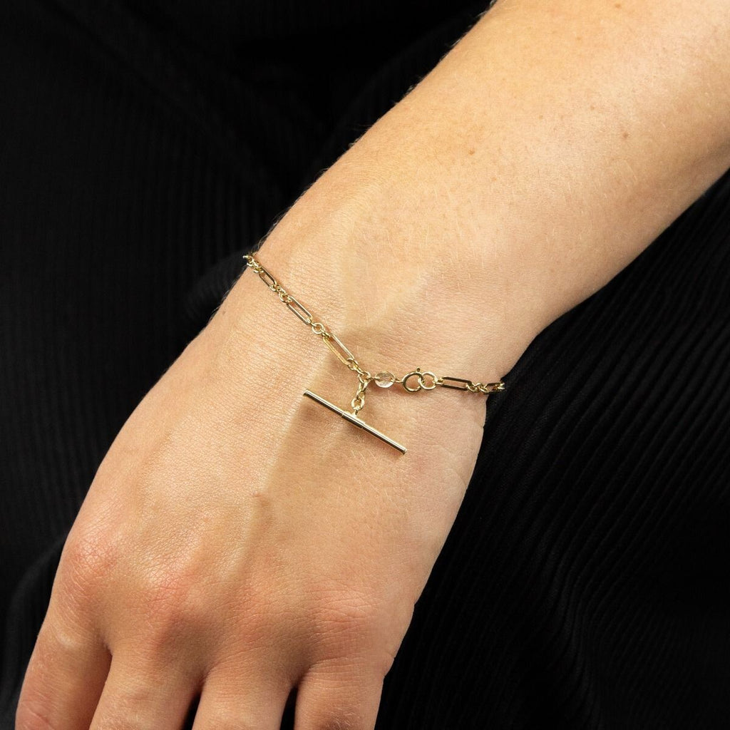 T Bar Chain Bracelet In 9ct Yellow Gold 375 Hallmarked British Made