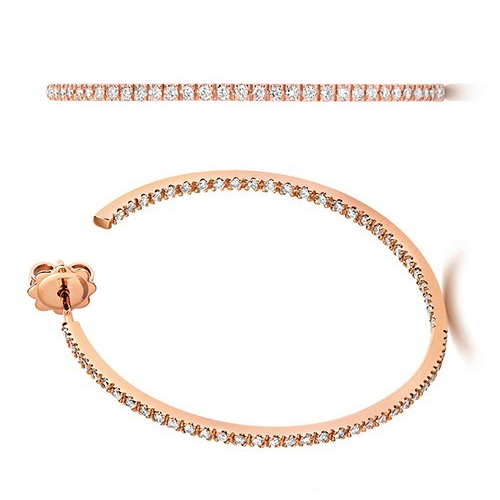 40mm Natural Diamond Hoop Earrings 18ct Rose Gold Hallmarked British Made
