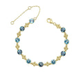 9ct Yellow Gold Blue Topaz Round Bracelet 375 Hallmarked British Made
