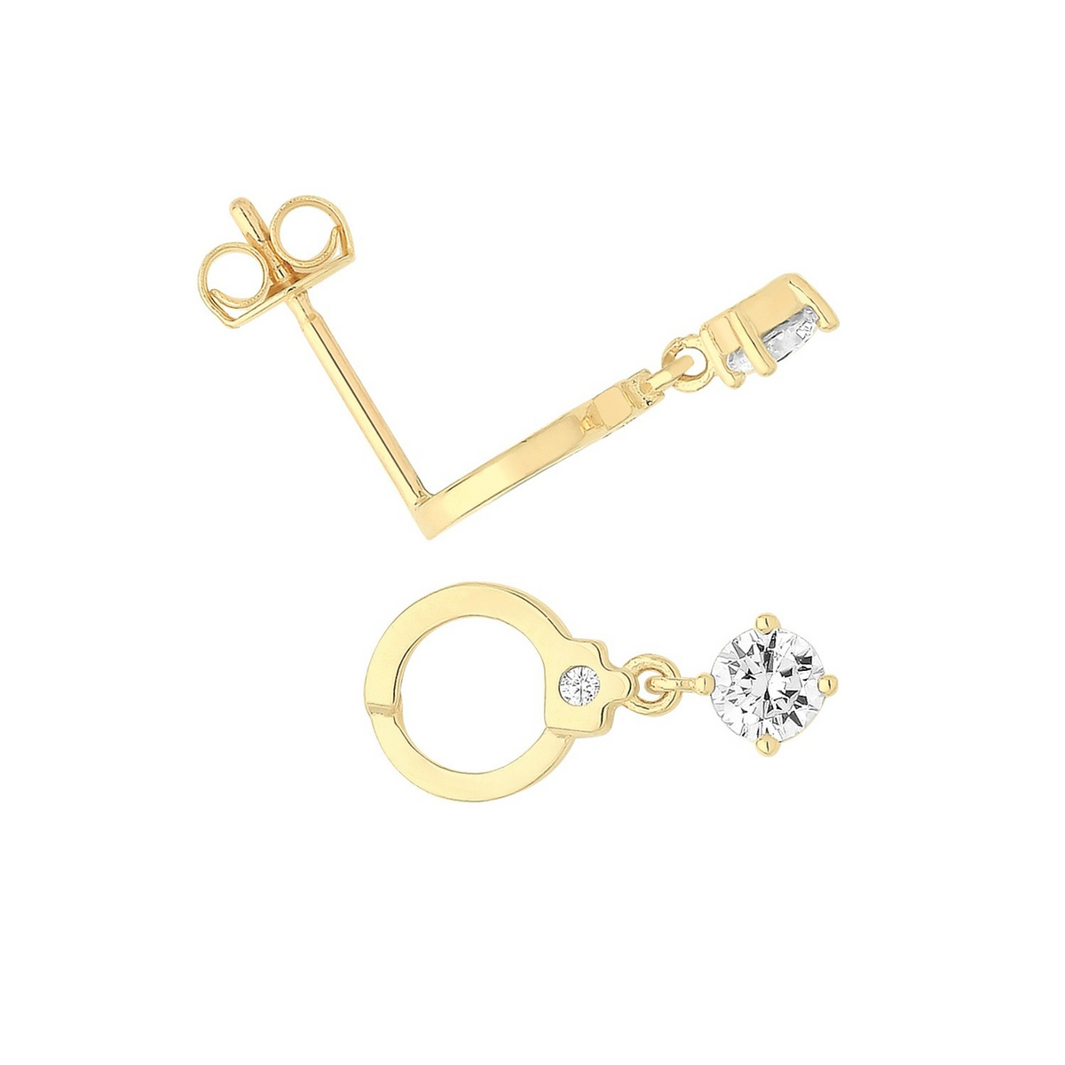 2 Stone Handcuff Drop Earrings 9ct Yellow Gold 375 Hallmarked Brand New Boxed