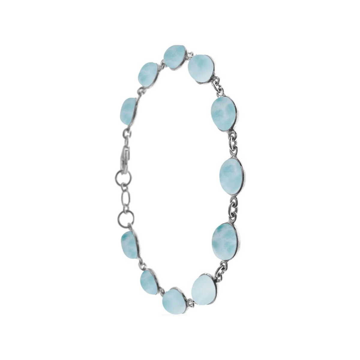 Flush Oval Larimar Bracelet Sterling Silver 925 Hallmarked Brand New Boxed
