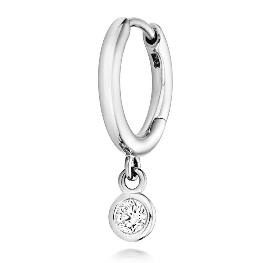 1 Lab-Grown Diamond Drop Hoop Earrings 18ct White Gold Hallmarked British Made