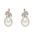 Pearl And Diamond Stud Earrings British Made 9ct White Gold 375 Hallmarked