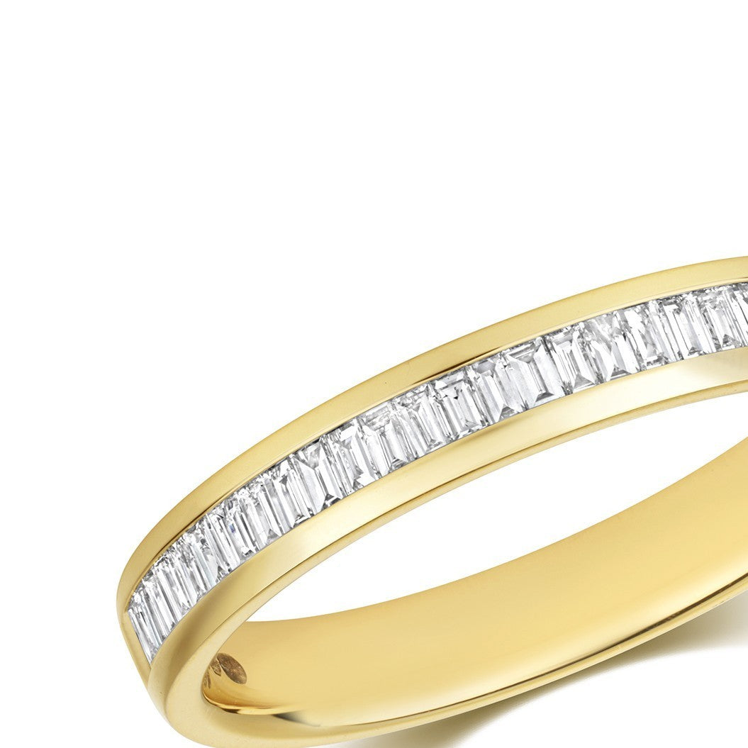 Natural Diamond Baguette Eternity Ring 18ct Yellow Gold Hallmarked Sizes J - Q
