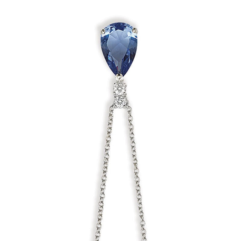 Drop Sterling Silver Sapphire Pendant Hallmarked British Made All Chain Lengths