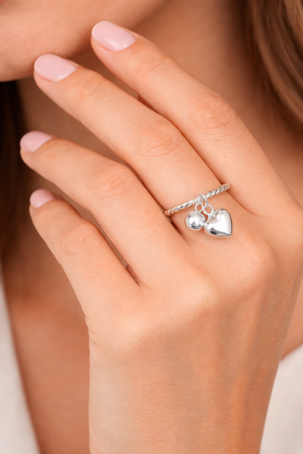 Heart Charm Band Ring Sterling Silver 925 Hallmarked British Made Size K - R