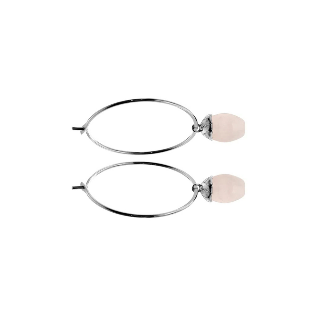 Suspended 28mm Quartz Hoop Earrings Sterling Silver 925 Hallmark Brand New Boxed