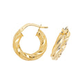9ct Yellow Gold Diamond Cut Hoop Earrings 375 Hallmarked 10mm - 60mm Diameter