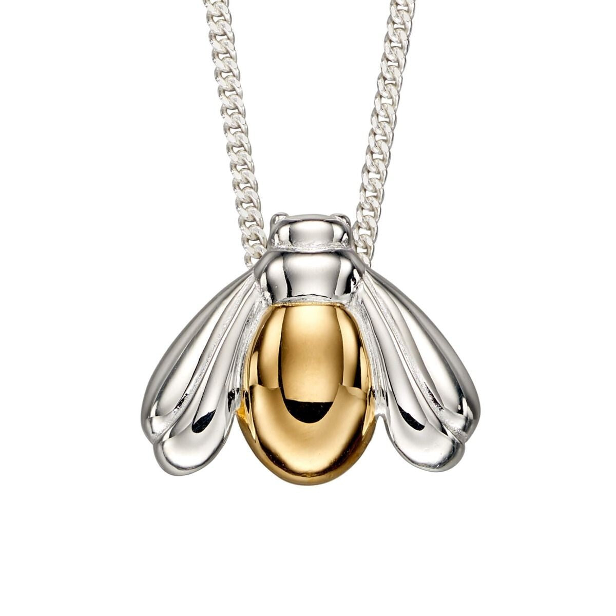 2 Tone Bee Pendant 9ct Yellow Gold Plated Hallmarked All Chain Lengths