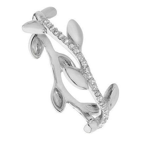 Sterling Silver Leaf Vine Ring Anniversary Gemstone 925 Hallmarked Size J - T