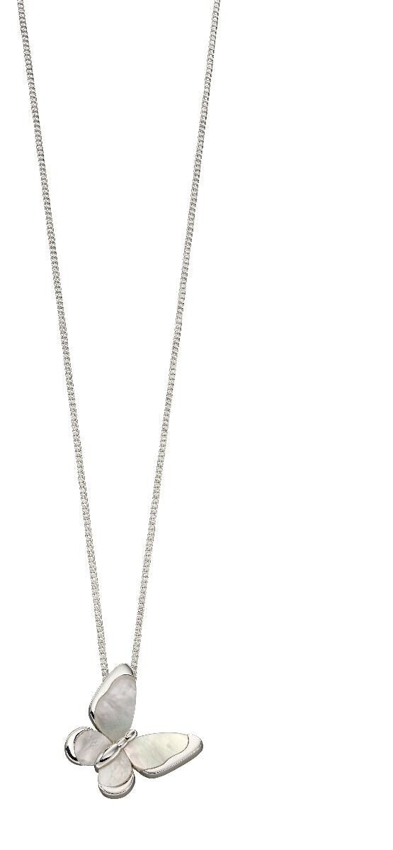 Mother of Pearl Butterfly Pendant Sterling Silver 925 Hallmark All Chain Lengths