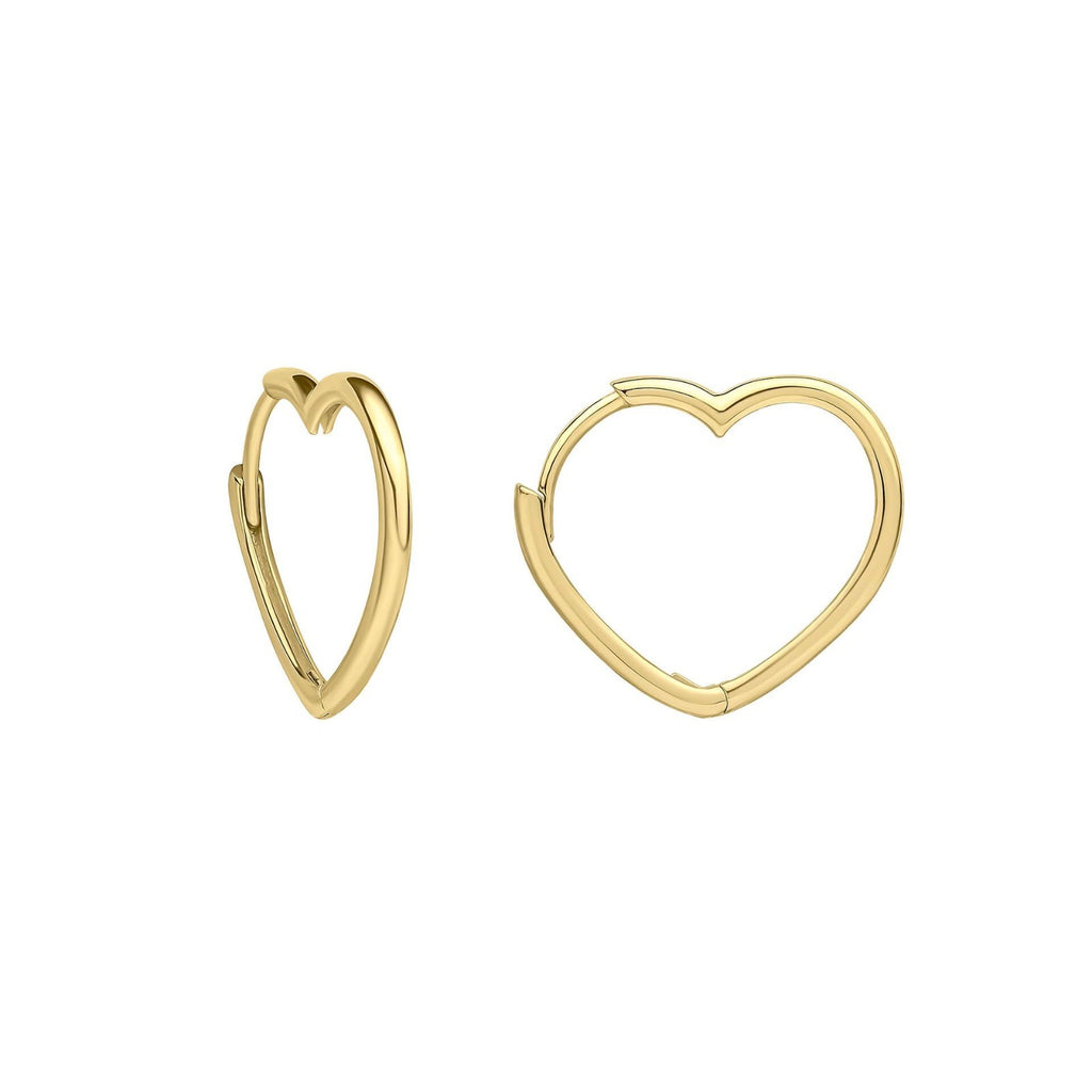 Open Heart Hoop Earrings 9ct Yellow Gold British Made 375 Hallmarked