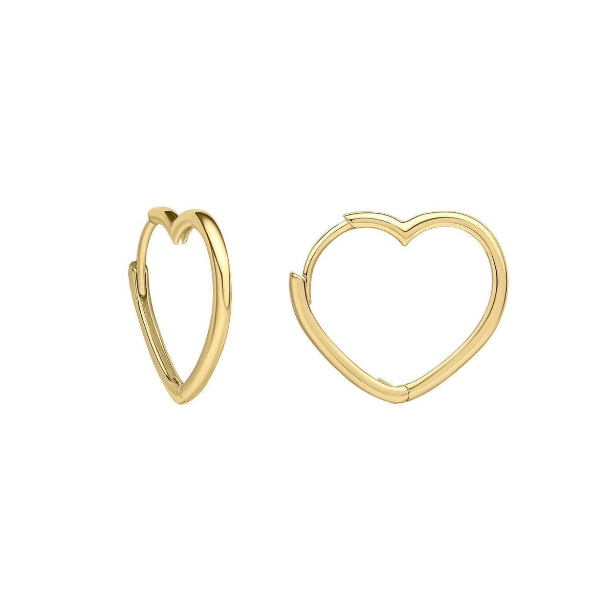 Open Heart Hoop Earrings 9ct Yellow Gold British Made 375 Hallmarked