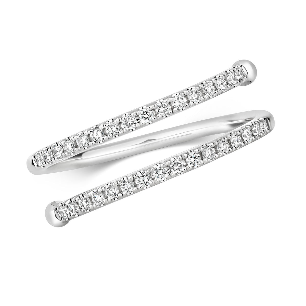 32 Natural Diamond Sprial Wrap Ring 18ct White Gold Hallmarked Sizes J - Q