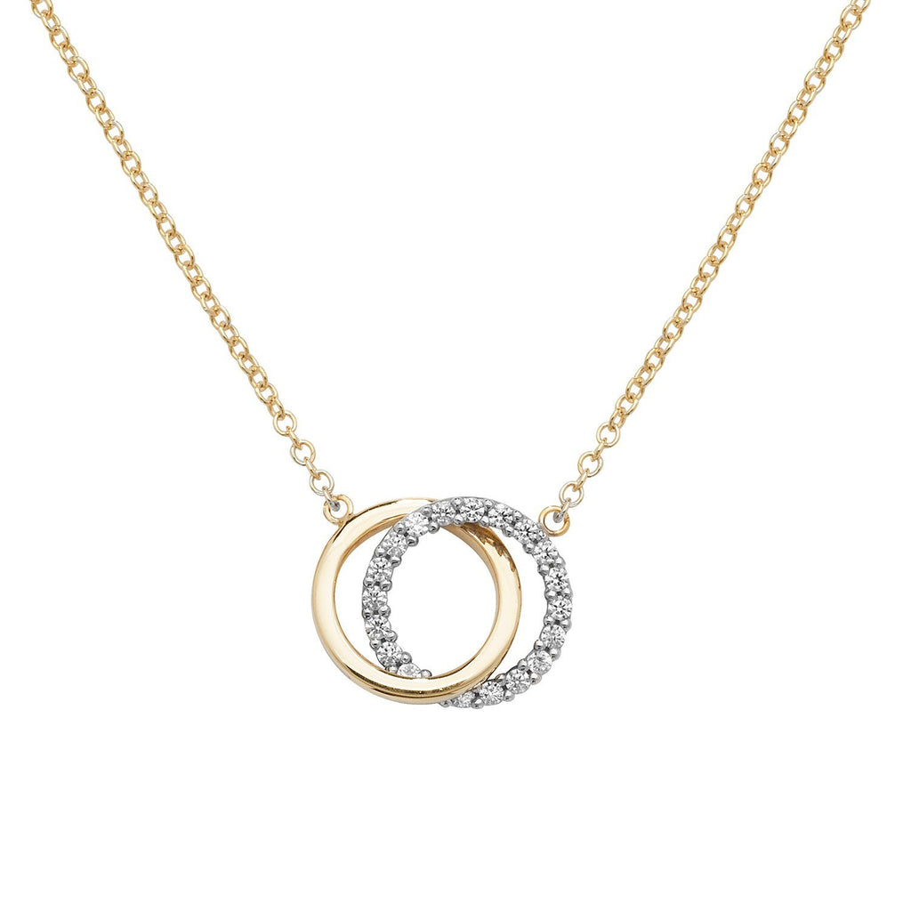 Ladies Intwined Circle Necklace 9ct 2 Tone Gold 375 Hallmarked British Made