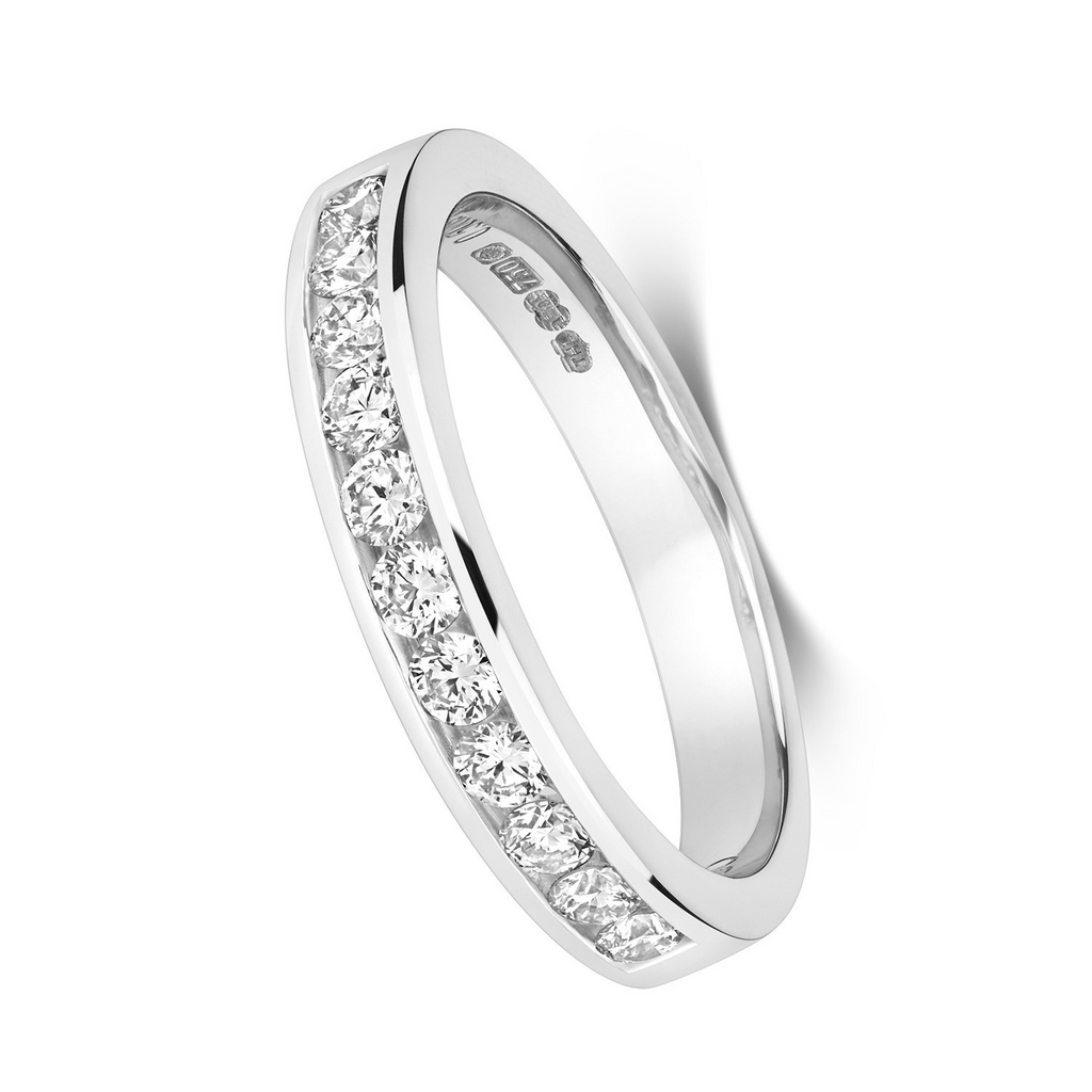 Channel Set Natural Diamond Eternity Ring 18ct White Gold Hallmarked Sizes J-Q